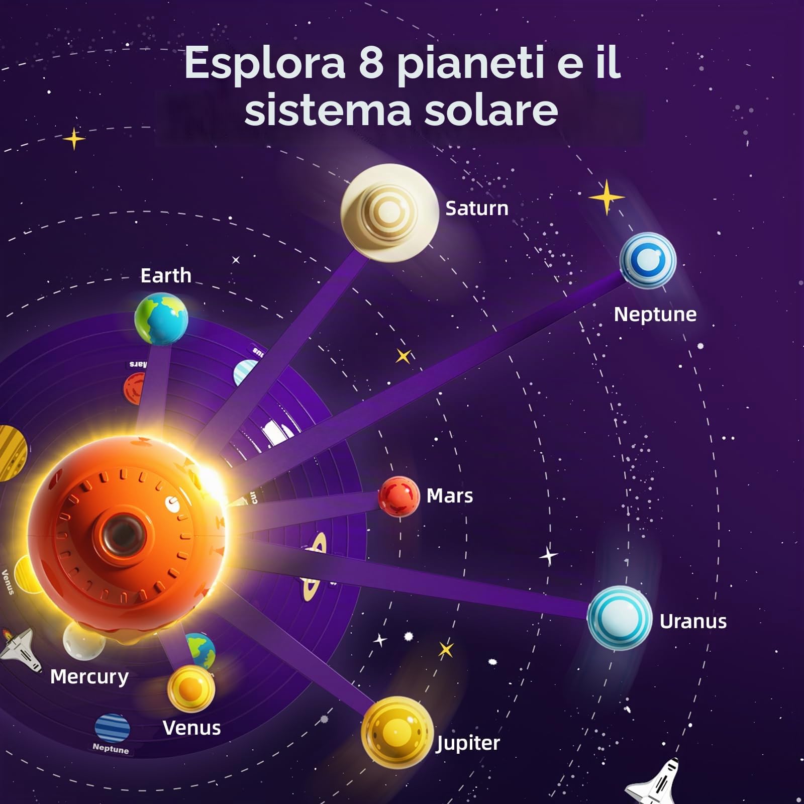 Science Can Sistema Solare per bambini, 8 giocattoli spaziali dei pianeti, STEM Giocattoli per 3 4 5+ anni Ragazzi Ragazze