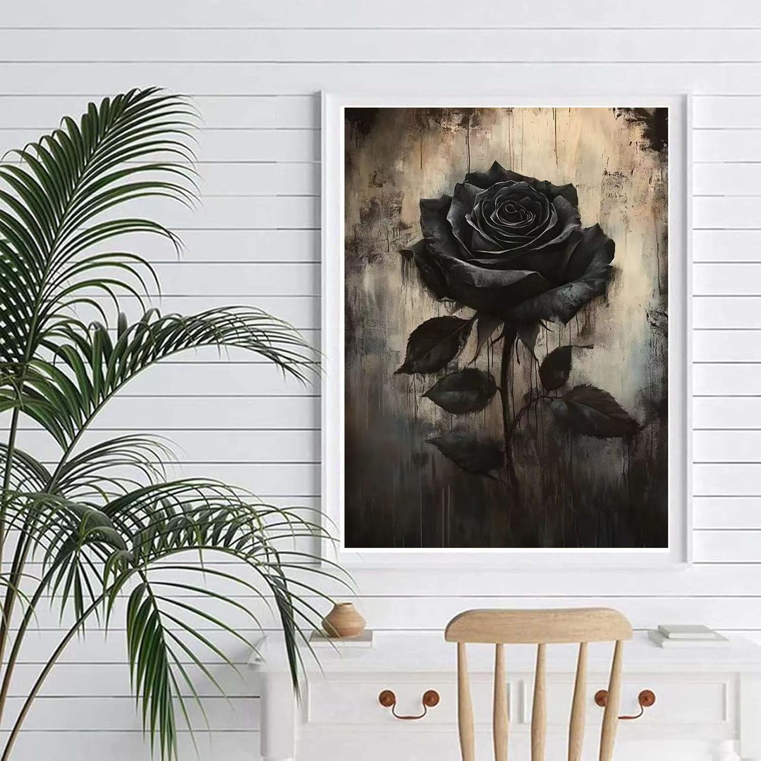 ZHUDENGXJL Black Rose Diamond Art Kits for Adults,Rose Flower Diamond Painting Kits for Adults Beginners,DIY 5D Diamond Dots with Full Drill Gem Art Crafts Kits for Home Wall Decor 12 X 16 Inch