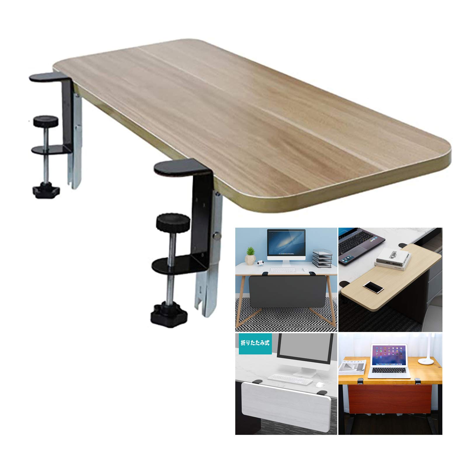 Plateau D'extension De Bureau Pliable 50x25 Cm - En Bois Et Métal, Installation Sans Perçage | Gain De Place Pour Clavier - 13