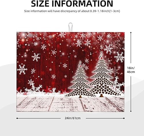 Miniatura 2 de Tapete de secado de platos, árbol de Navidad, copo de nieve, para encimera de cocina, absorbente, 18 x 24 pulgadas, placa de microfibra para platos