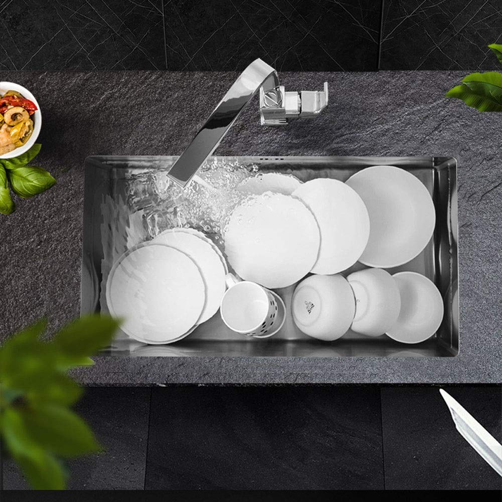 Fregadero de lavandería, Fregadero de Cocina de un Solo Seno de Acero Inoxidable con Grifo Integrado, Kit Completo de fontanería, desagüe y Accesorios (tamaño: 680x450x220 mm).
