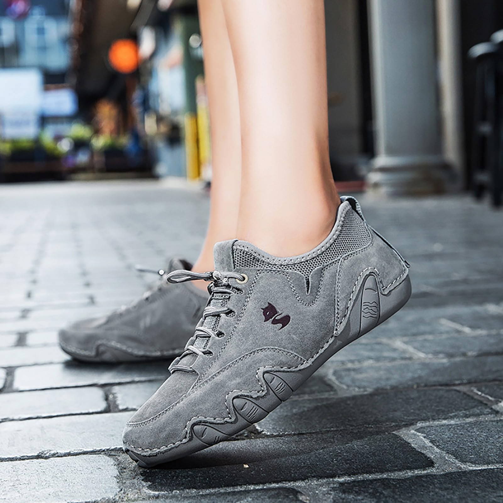 Zapatos casuales para mujer, zapatos casuales para mujer, botas chukka al tobillo, mocasines transpirables, hechos a mano, a la moda, tenis de caña media para caminar y conducir