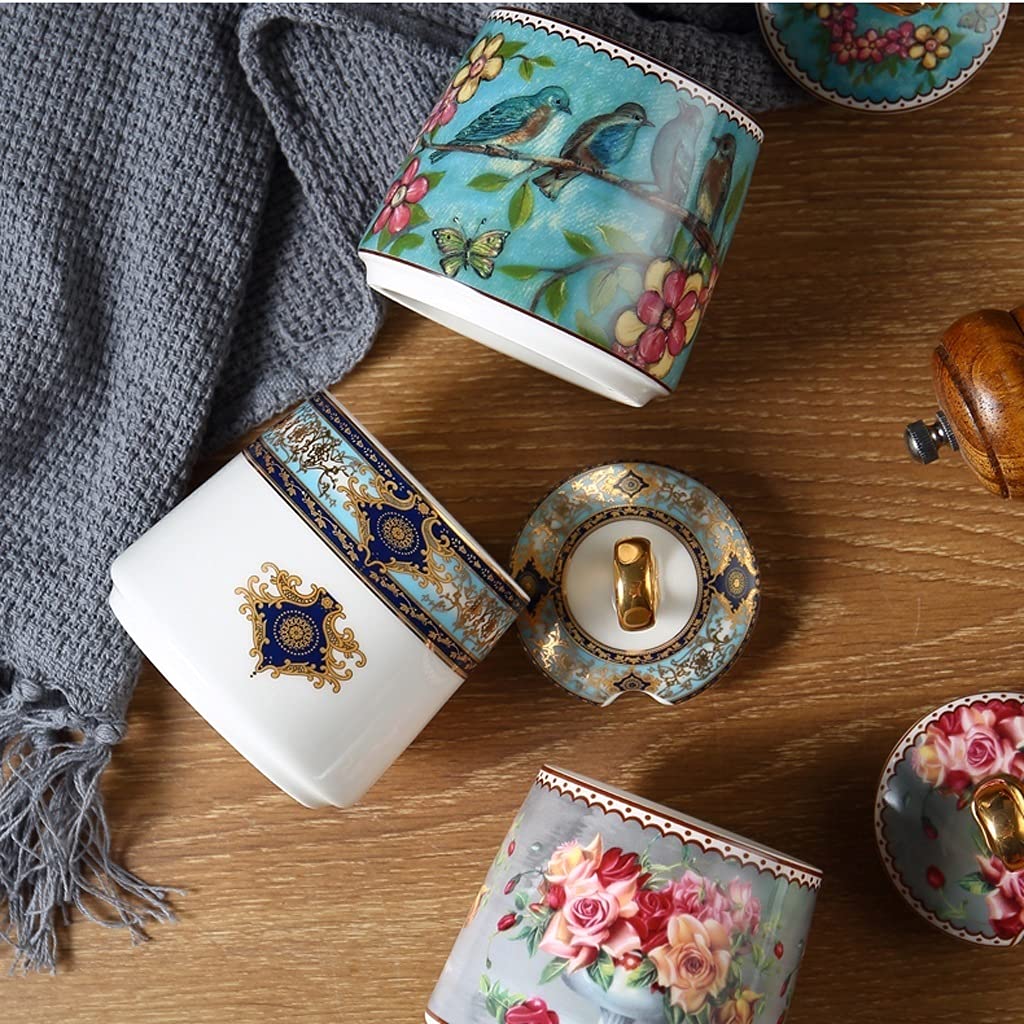 Keramische Gewürzdosen, Gewürzbehälter aus Keramik, Gewürzbox-Set, Gewürzglas, Gewürzglas mit Löffeldeckel zur Aufbewahrung von Zucker, Salz, Gewürzen, Gewürztöpfen