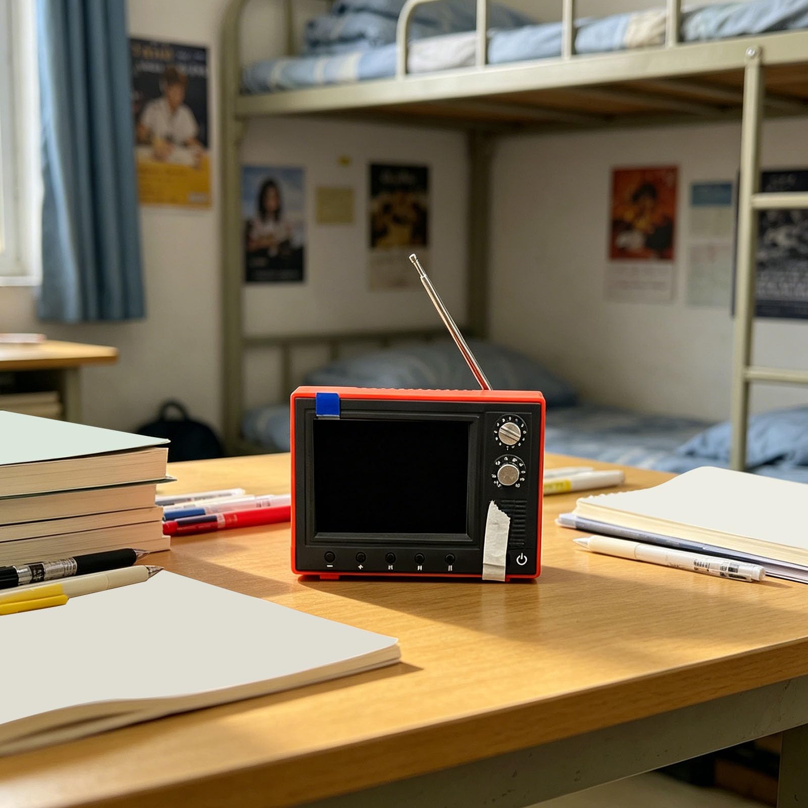 Miniaturowy telewizor w skali 1/12, obsługuje przesyłanie przez USB, odtwarzane wideo, mini telewizor, model HD 720P, z 8 GB pamięci, bateria 150 minut, do domku dla lalek, prezent (czerwony)