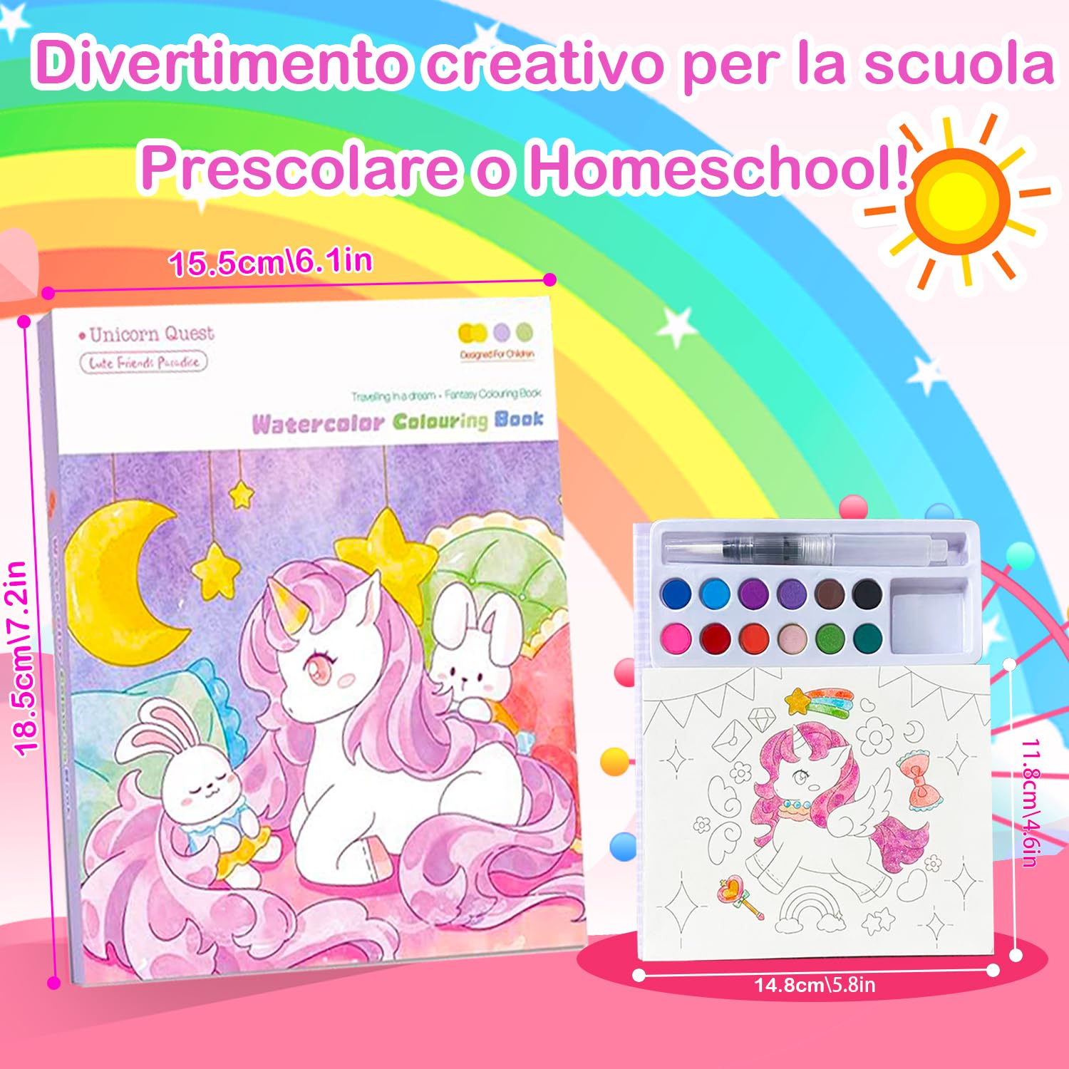 Libro di Pittura con 4 Penne ad Acqua, per Bambini, 4 Pezzi, Giocattolo Magico da Colorare, Regalo per Ragazzi, Bambini Dai 3 Anni