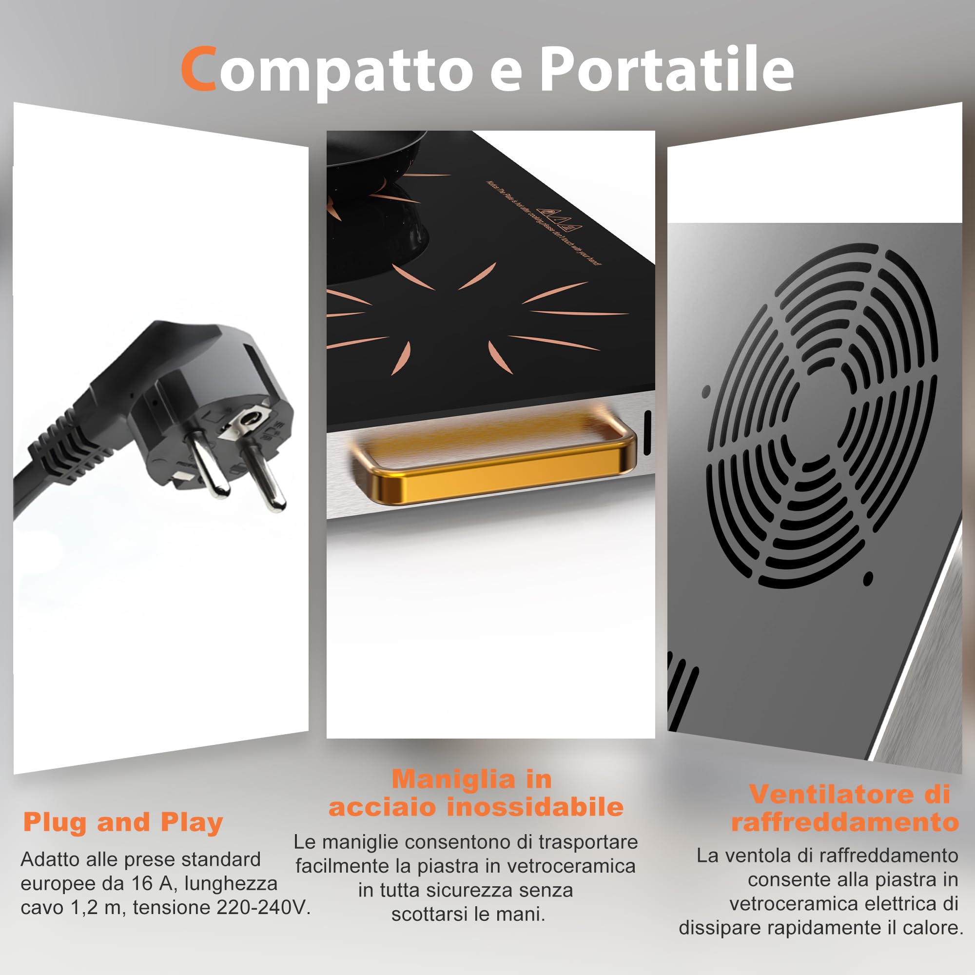Karienvir Piano Cottura Vetroceramica 2 Fuochi, 30cm Piano Cottura in Vetroceramica a 2 Piastre con Spina, Fornello Elettrico Incasso 2 Piastre, blocco di sicurezza, timer, zona estesa, 3200 W