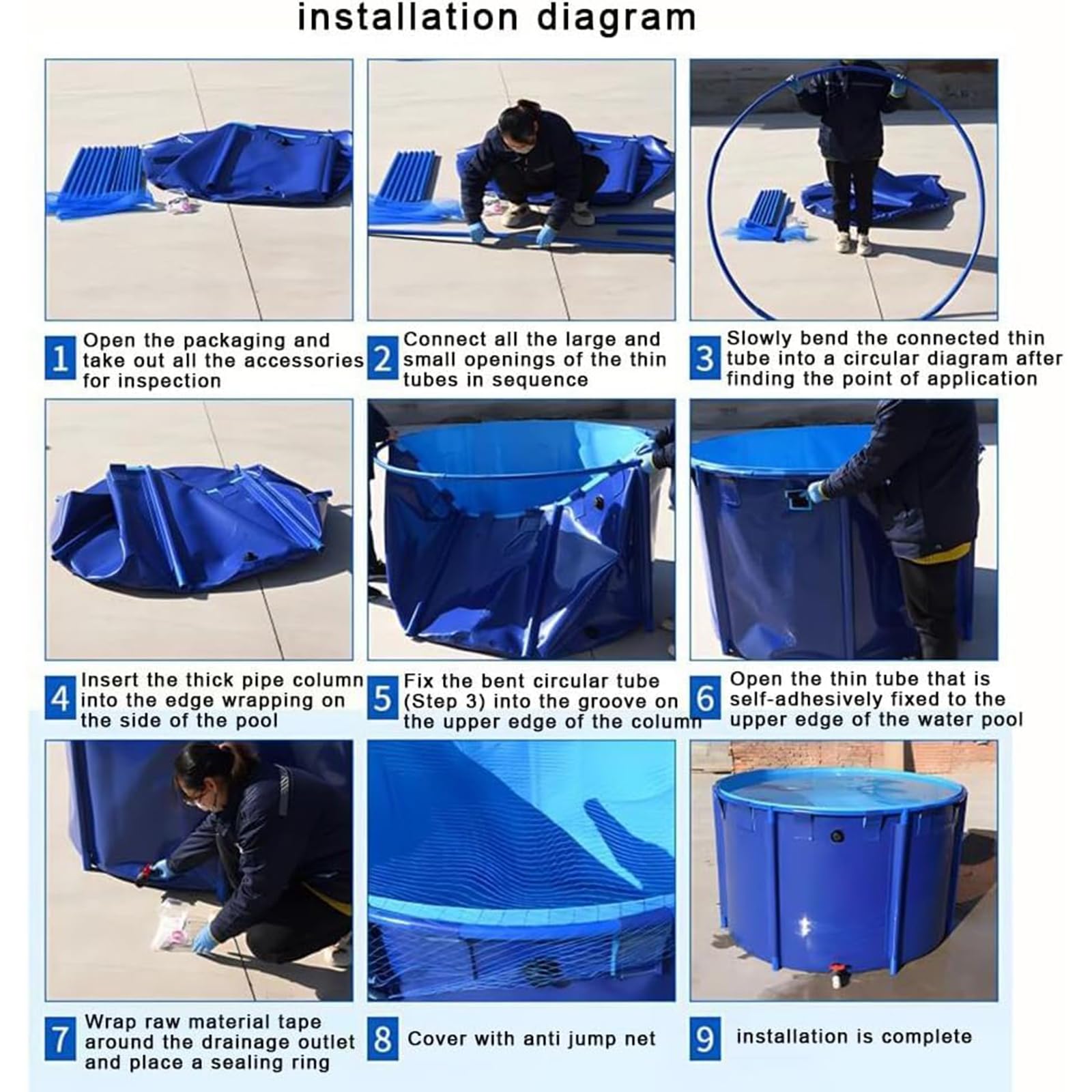 100 cm x 60 cm duże akwarium/staw z płótna żaglowego – akwarium naziemne, nadaje się do koi i krewetek, może być używane wewnątrz lub na zewnątrz.