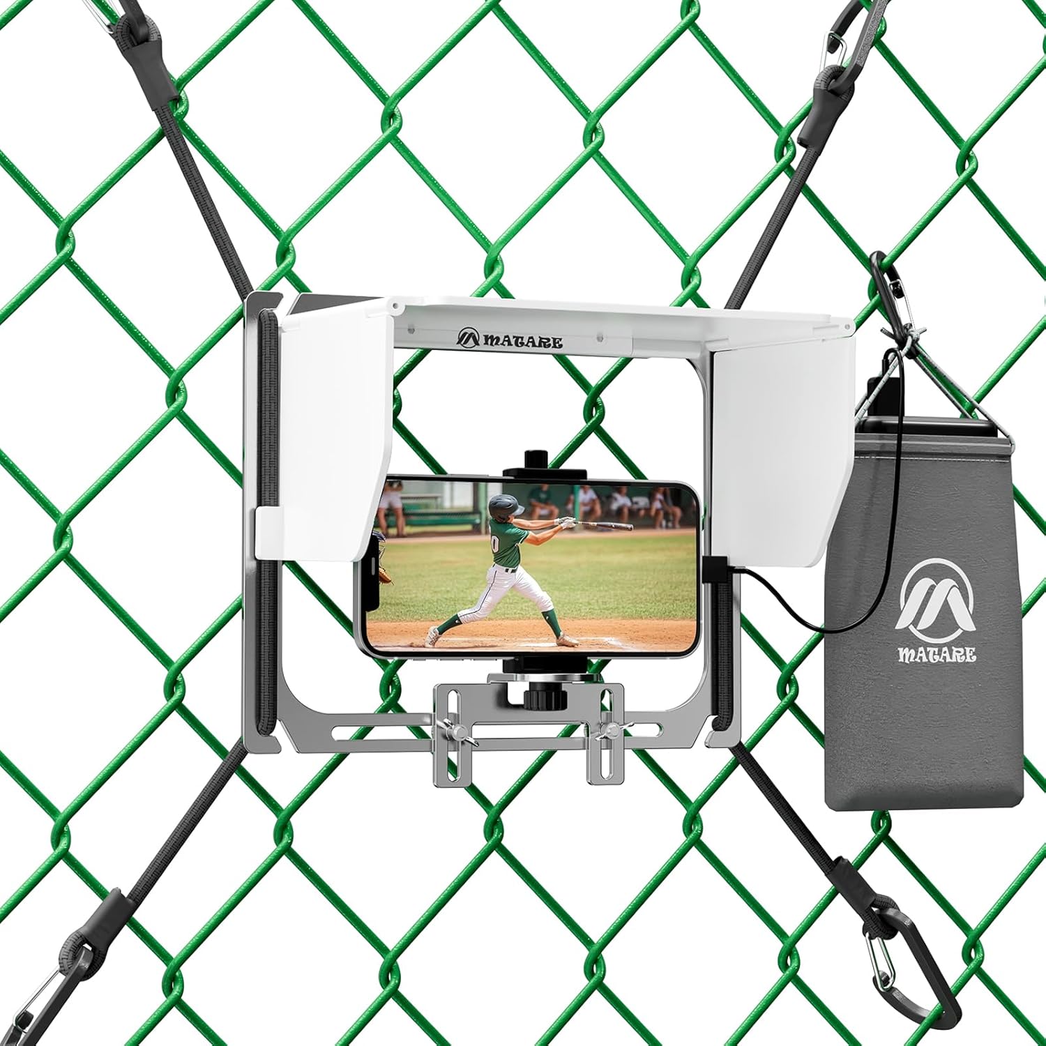 Game Changer Mounting Kit, Cell Phone Fence Mount with Shade, Gamechanger Streaming Kit, Fence Phone Holder for iPhone GoPro Camera Mevo Start Recording Baseball/Softball Games(Mini Plus)
