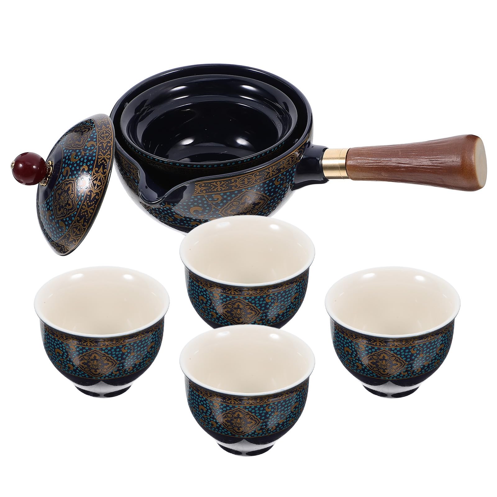 Set de té de cerámica azul estilo chino de alta calidad con tetera resistente al calor