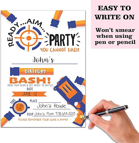 Miniatura 3 de Tarjetas de invitación para fiesta de cumpleaños, celebración de fiesta de pistolas de agua, suministros de fiesta, recuerdos, 20 tarjetas con 20