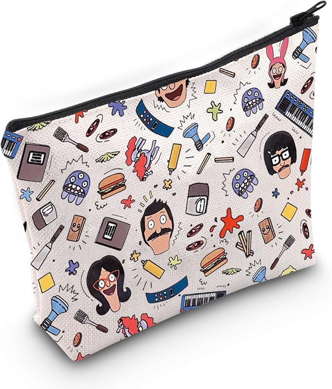 Necessaire de maquiagem TGBJE com estampa de Bob e Tina, fechamento com zíper