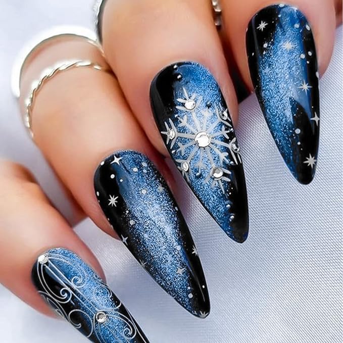 Frosty Blue Winter Nails