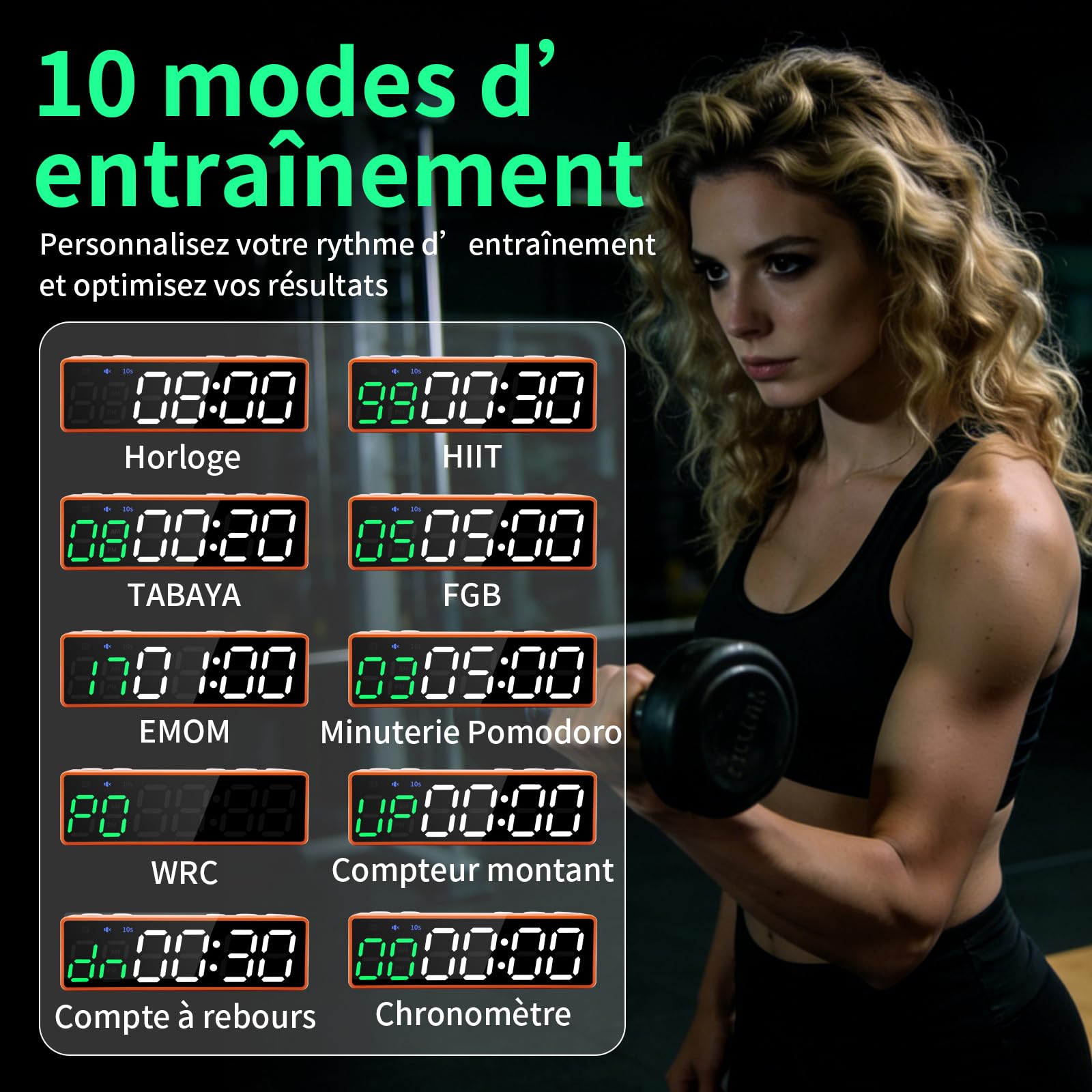 LUCKY TIME Minuteur de Gym, Timer Crossfit, chronomètre aimanté Portable