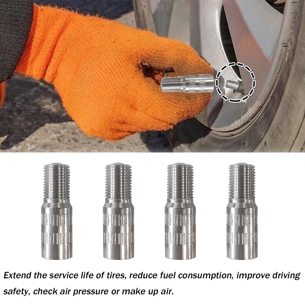 JNNJ 4 Pezzi Estensione Universale della Valvola del Pneumatico, Stelo Estensione Valvola Pneumatico Adattatore in Ottone Moto, Estensione Asta Valvola Adattatore, per Biciclette, Moto(Dritto)