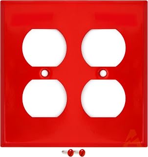 Red Metal Duplex Receptacle Covers - Highly Visible 2-Gang Standard Size, Heavy Duty Painted Red Metal Wall Plates For Hospitals Or Emergency Locations