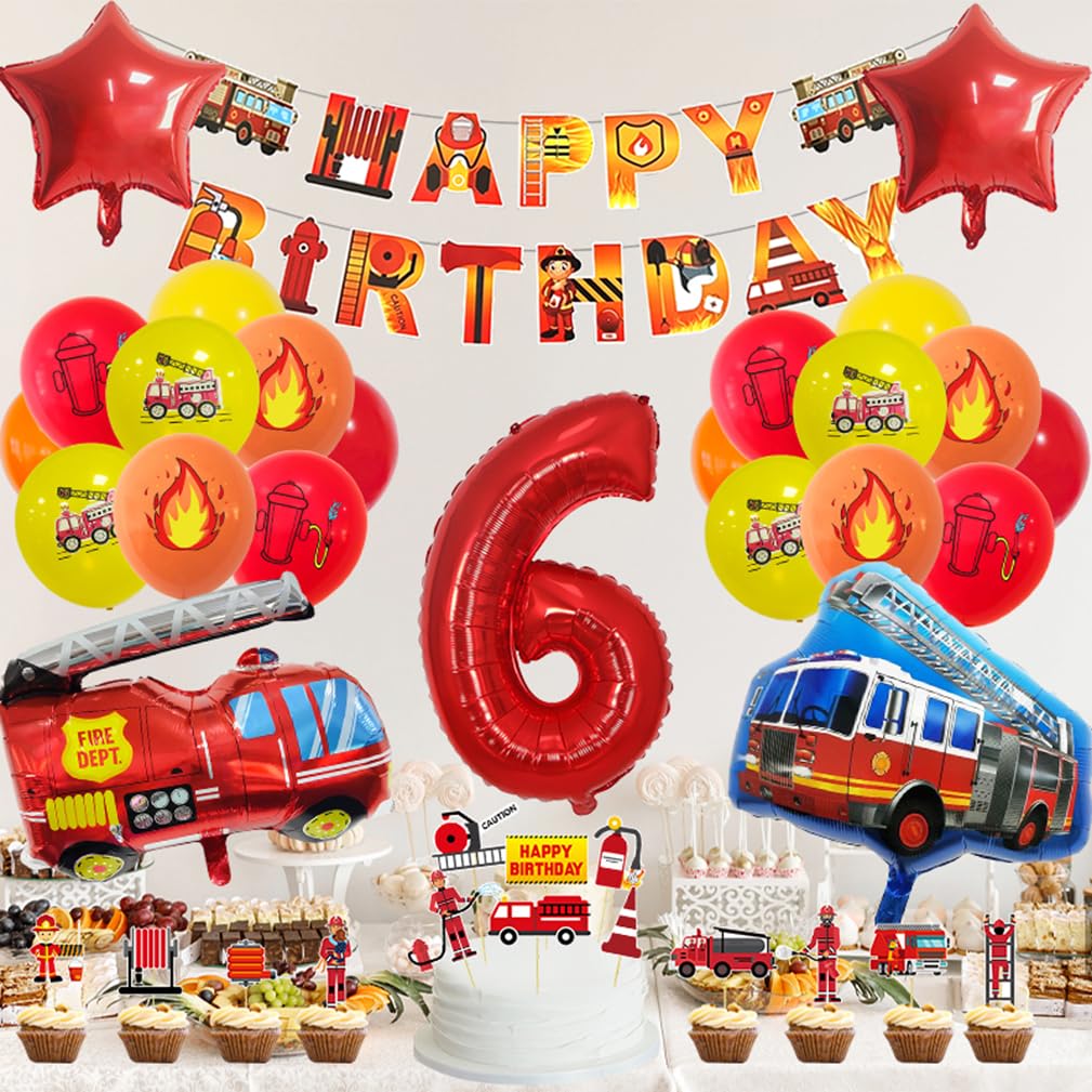 Feuerwehrmann Geburtstagsdeko Set – 81 Teile Für Den Perfekten Kindergeburtstag – Mit Luftballons, Tischdecke, Banner & Mehr (für 3 Jahre)