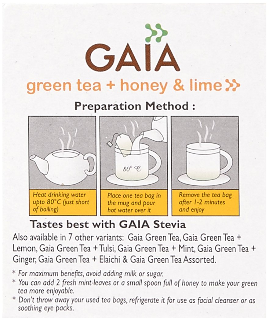 Gaia Green Tea Honey & Lime 25 tea bags (Pack of 3) — Amazon image 4
