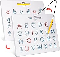 Gamenote Double-Sided Magnetic Alphabet Tracing Board - Upper & Lowercase Letters for Toddlers, Preschool Writing Practice Toy