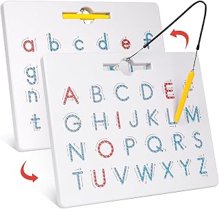 Gamenote Double-Sided Magnetic Alphabet Tracing Board - Upper & Lowercase Letters for Toddlers, Preschool Writing Practice Toy
