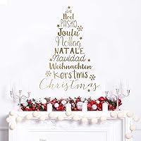 Vista 3 de C 'Est Noel oro corte Kiss Calcomanía para Pared, diseño árbol de Navidad calcomanía por chromantics