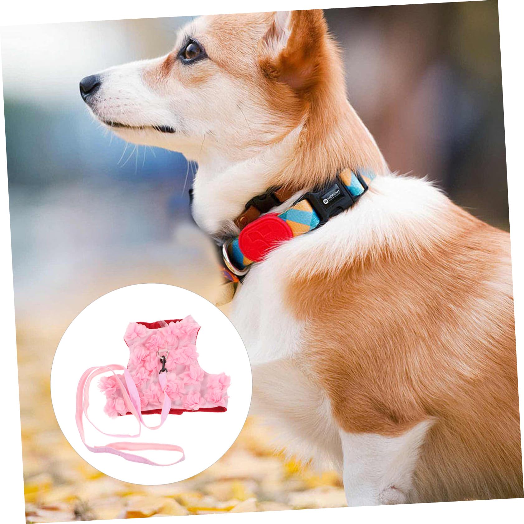 INOOMP 3stücke Blumen-Design Hundegeschirr XL Verstellbares Atmungsaktives Brustgeschirr Für Kleine Und Mittelgroße Hunde Für Im Frühling Und Sommer Sicher Und Gesund Für Ihren