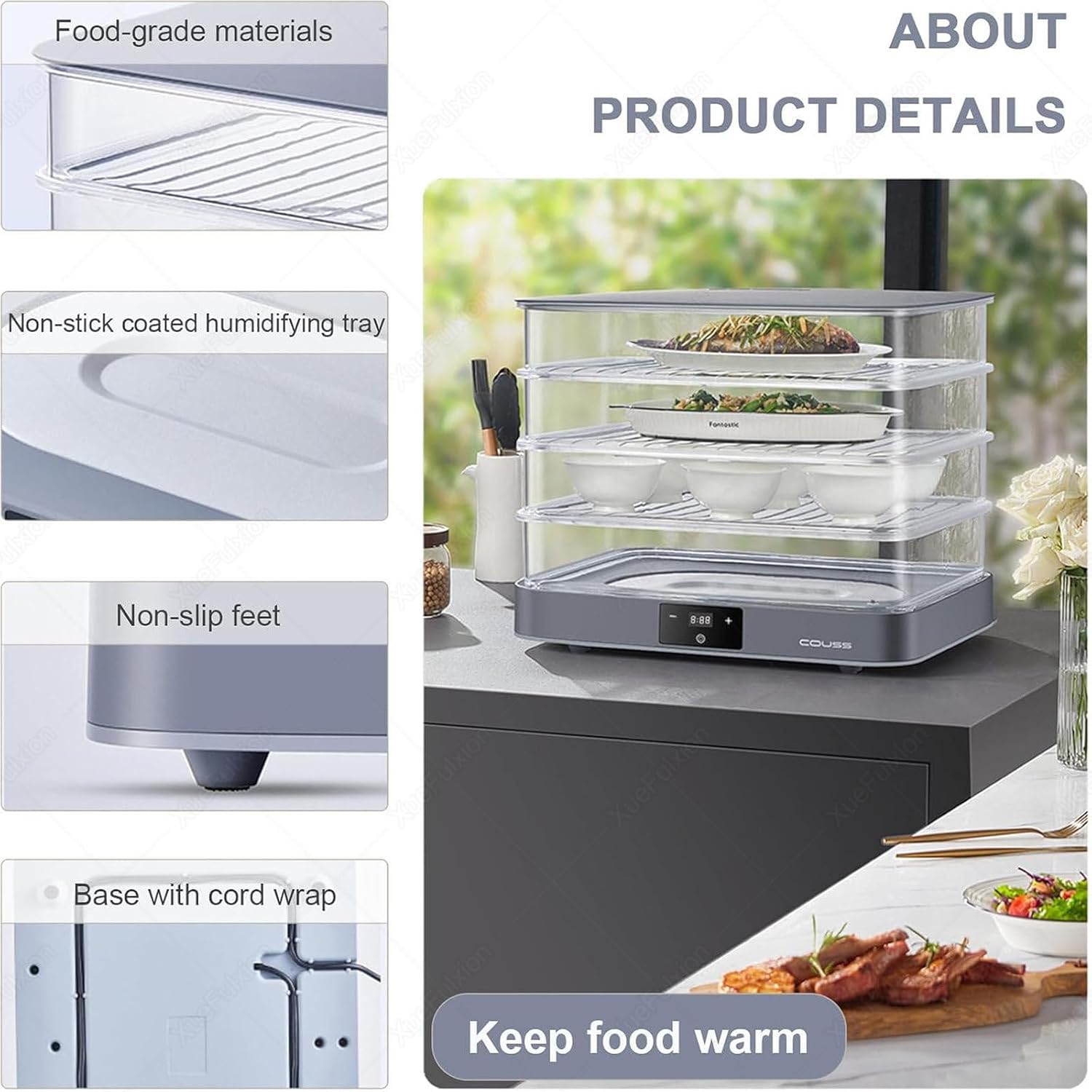 Bread Proofing Box Multi Function Yogurt Fermenter Natto Maker Warming Cabinet - 40l Electric Dough Fermentation Machine Adjustable Temperature, Humidity & Proofing Time, Energy Saving