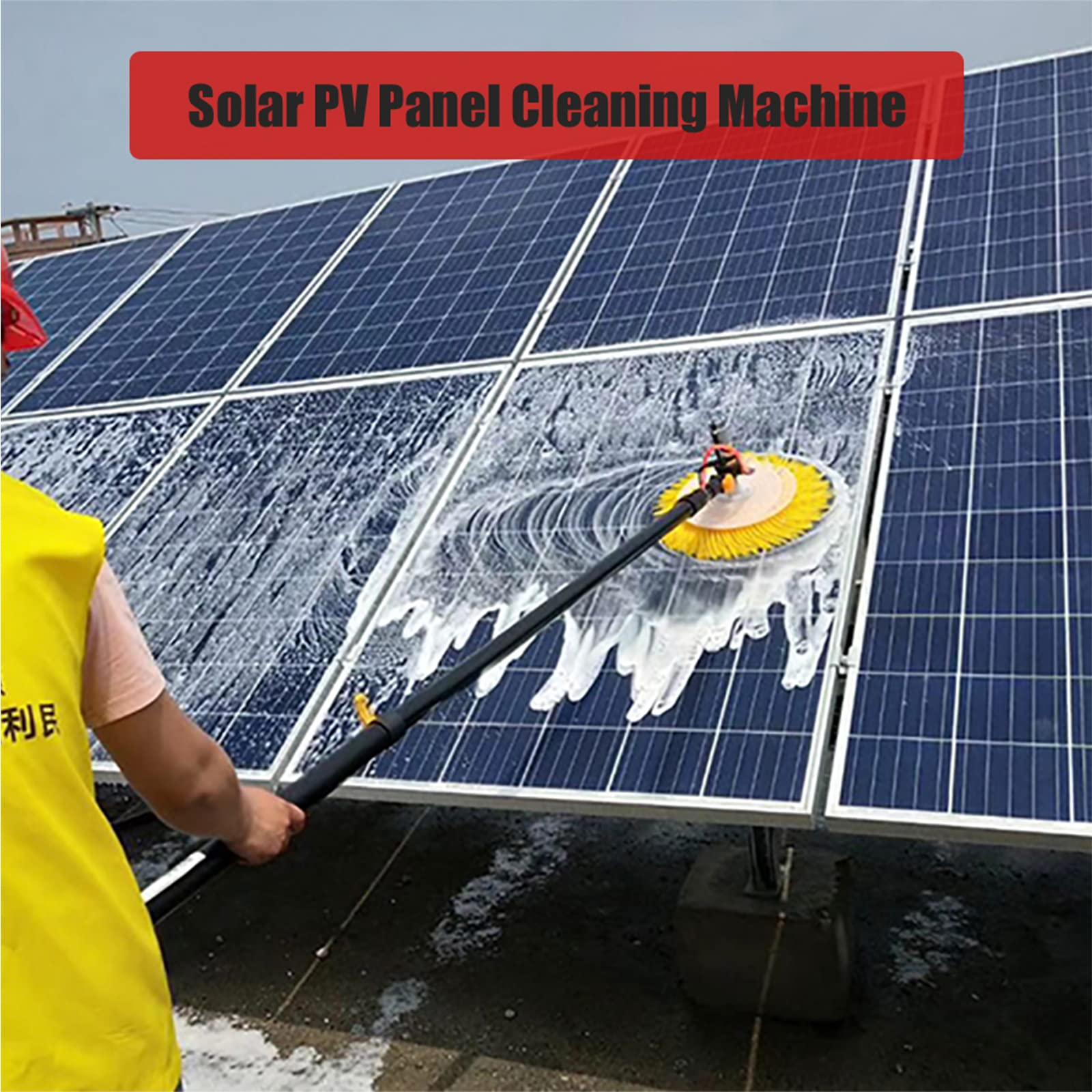 Attrezzatura Pulizia Pannelli Solari Fotovoltaici Portaspazzola Spazzola Tonda