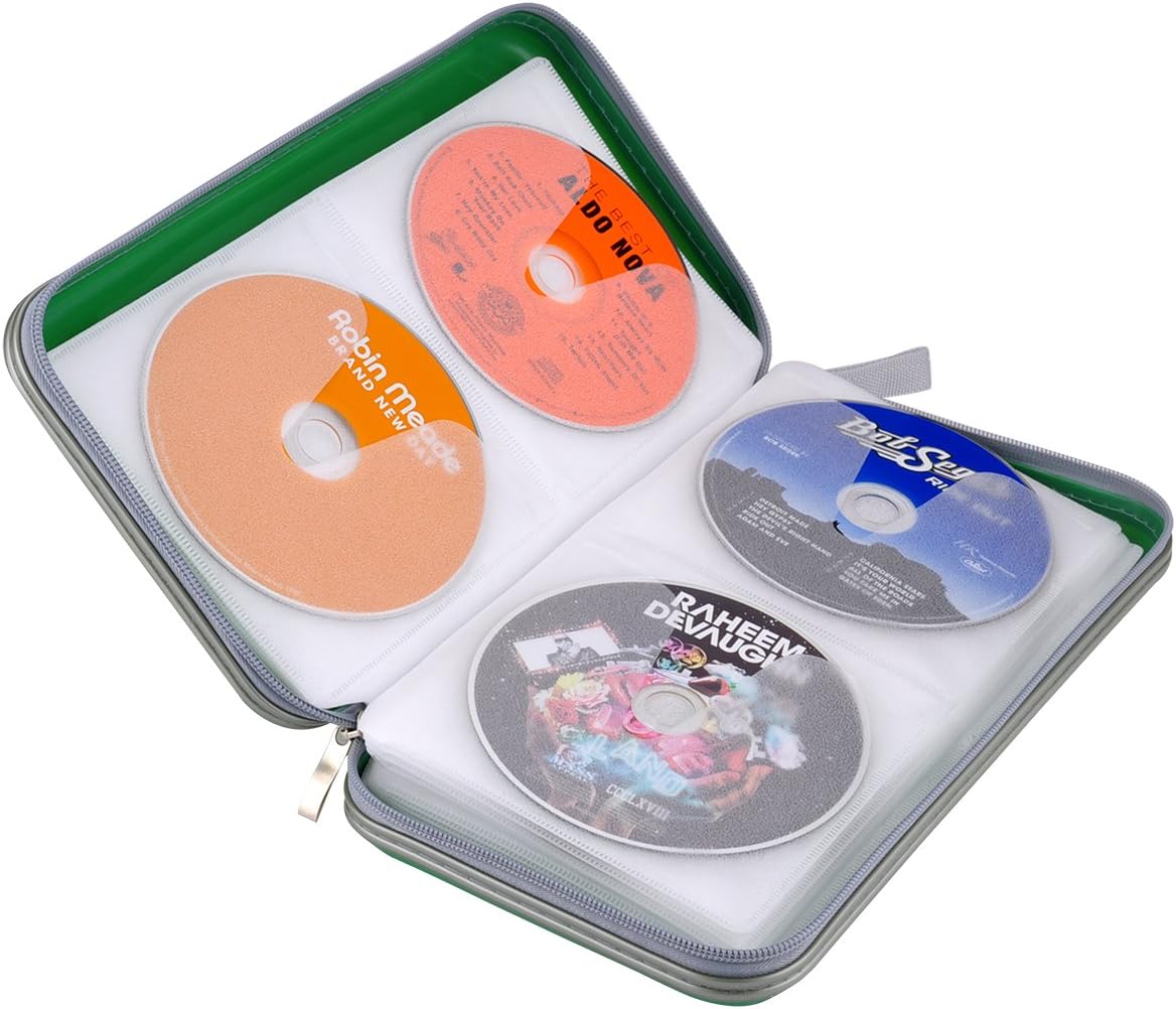 72 Capacity Heavy Duty CD DVD Blu-ray Media Case Storage Holder Organizer Wallet (Green) image 5