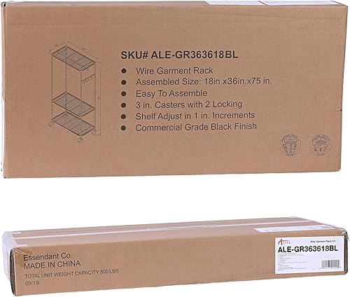 Miniatura 7 de Alera ALEGR363618BL 36 pulgadas de ancho x 18 pulgadas de profundidad x 75 pulgadas de alto 30 estantes de alambre para ropa - Negro