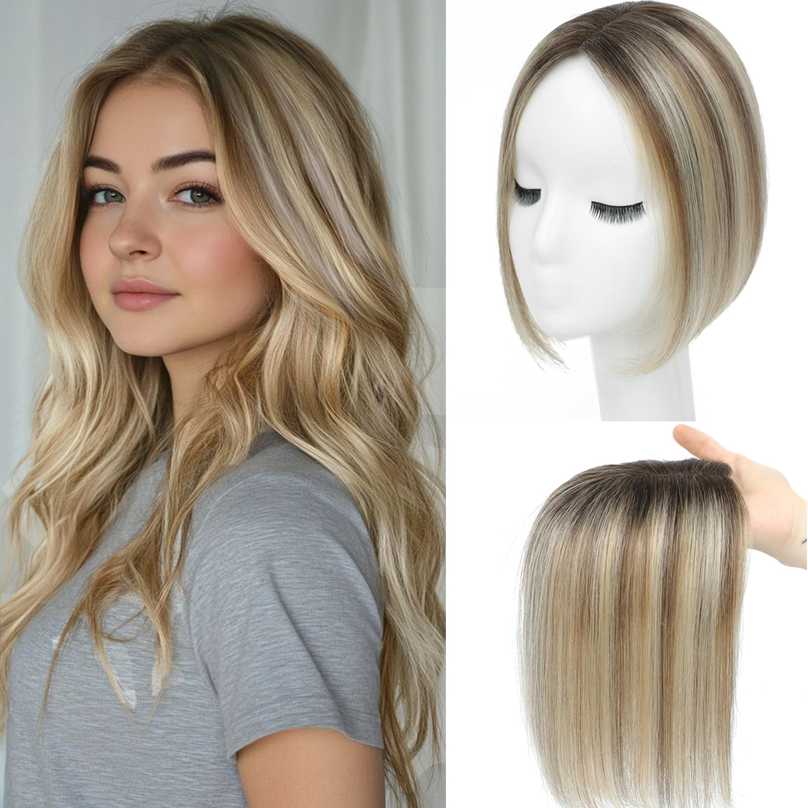 Amazon.com : SARO-UP Hair Toppers for Women Real Human Hair  display picture 3