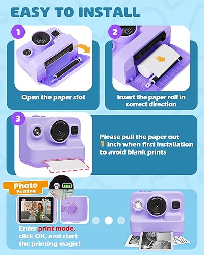 Miniatura 3 de Papel térmico 10 rollos de papel para cámara de impresión instantánea para niños, papel de repuesto portátil de impresión HD
