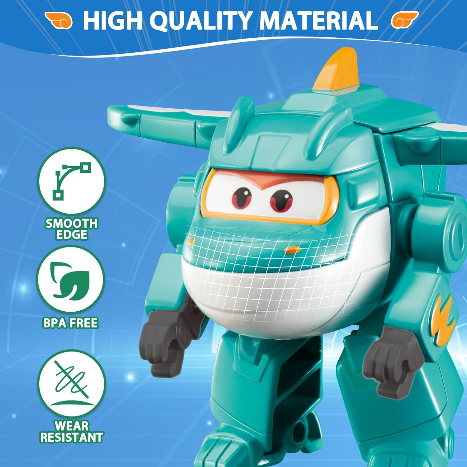Super Wings Transformable Toys, 2 in/5cm Tino Robot Transforming Action Figures, 2-in-1 Mode Robot Transform Toys for Boys Girls 4-6 6-8, Fun Plane Toys for Boys Toddlers Kids Age 3 4 5 6 7 8