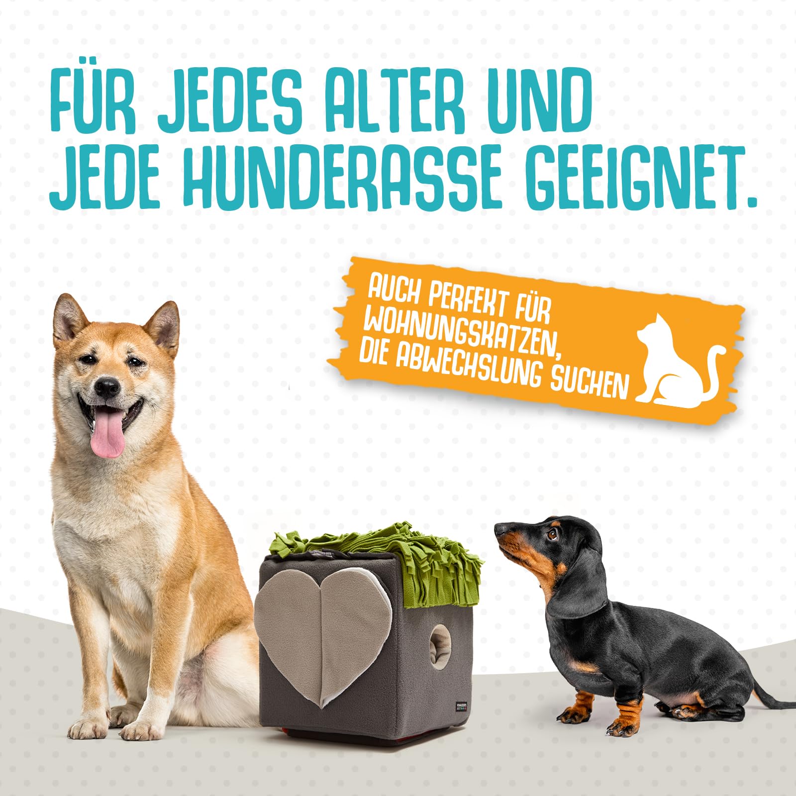 KNAUDER'S Best - SNIFFBOX 2.0 - Beschäftigung für Hunde auf 30x30cm - waschbares, interaktives Hundespielzeug für Suchspaß auf Mehreren Ebenen - Hundespielzeug aus 100% Polyester - Ökotex 100