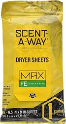 Hunters Specialties Scent-A-Way Dryer Sheets - Re-Sealable 15 Sheets Pack