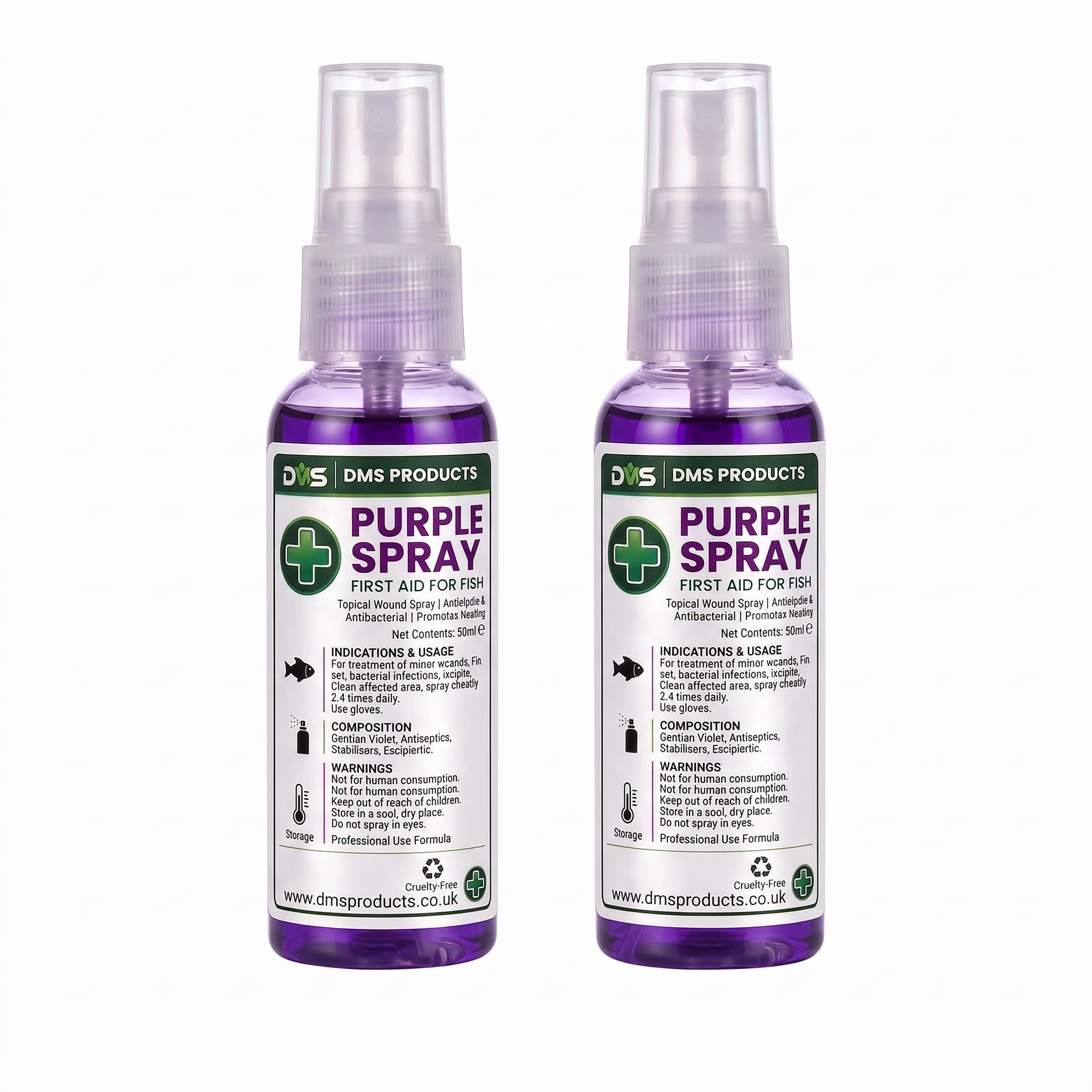2 x 50ml Antibacterial Spray For Fish. Gentian Violet Solution. Anglers Angling Wound Care Spray. Bacterial Protection
