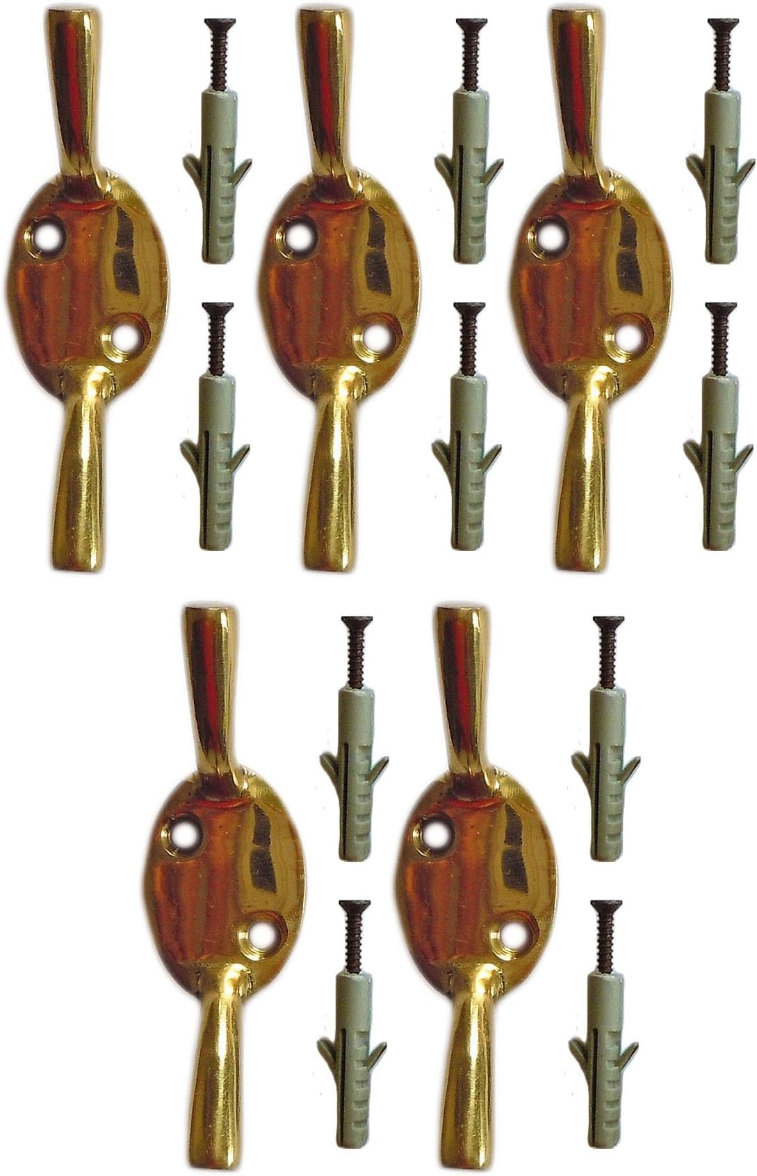 Choose from 17 Styles and Colors of Decorative Hooks (5 Brass Flat Hooks)
