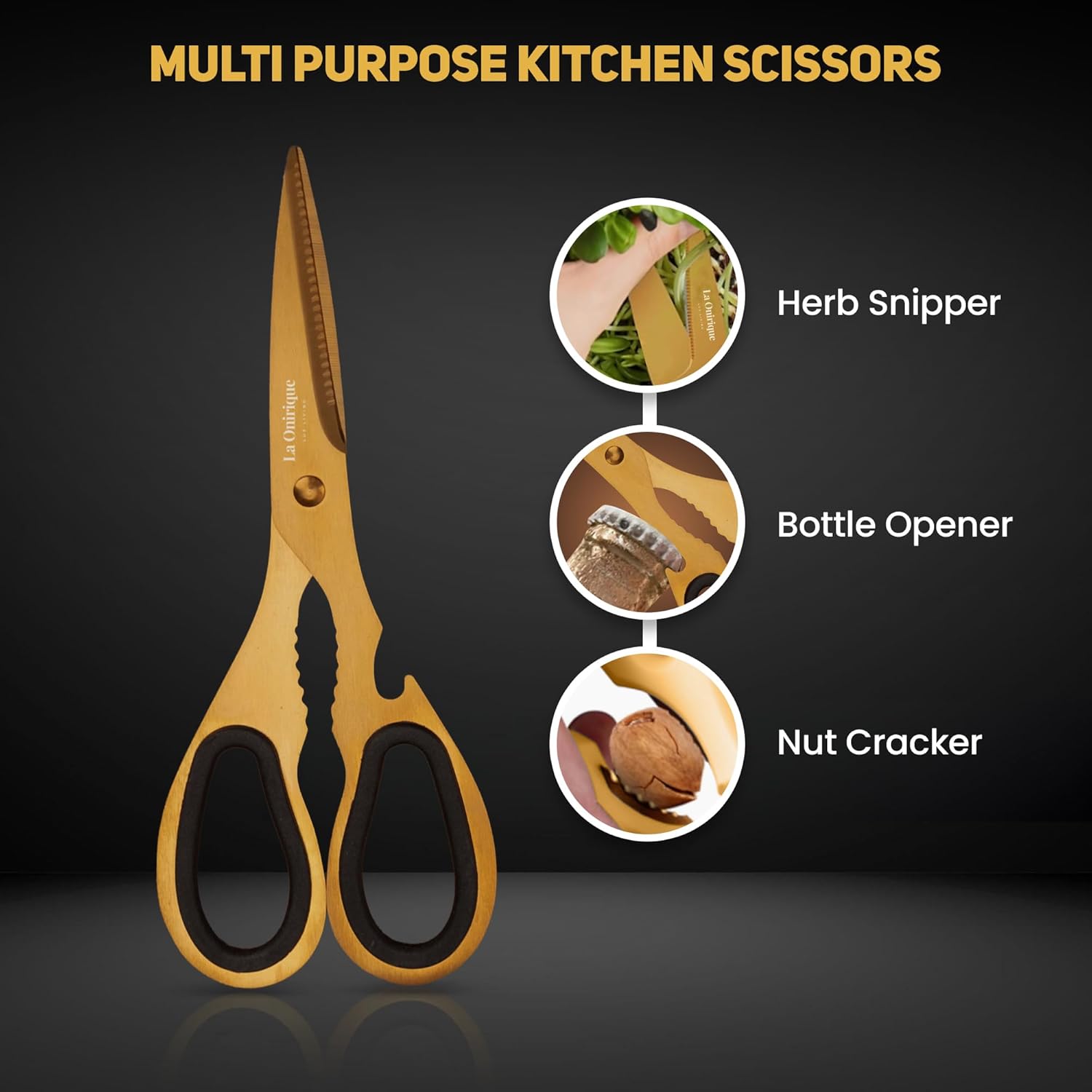 Luxury Silver & Gold Kitchen Knife Set with Block & Rod Sharpener – 8-Piece Titanium-Coated Stainless Steel Knives Set, Super Sharp Cutlery Tools, Stylish Knives Set for Kitchen - Image 5