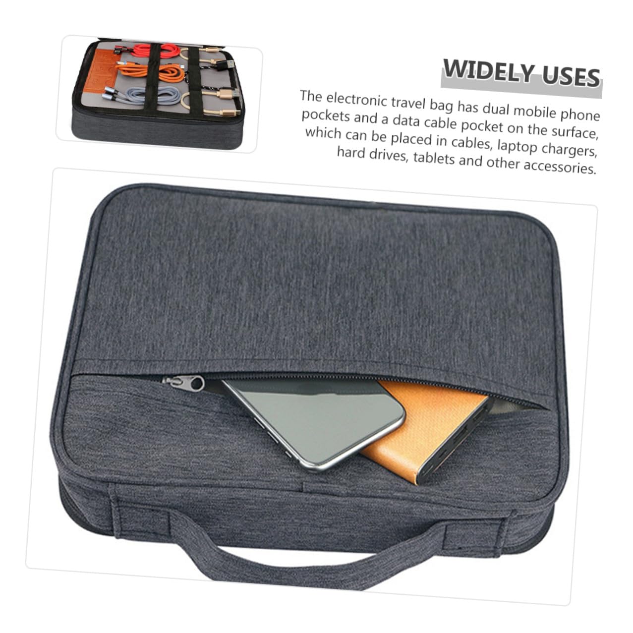 SOIMISS Borsa Porta Cavi Doppio Custodia per Dispositivi Elettronici e Digitali Organizer per Cavi Tasche per Cellulare e Tablet per Viaggio e Trasporto