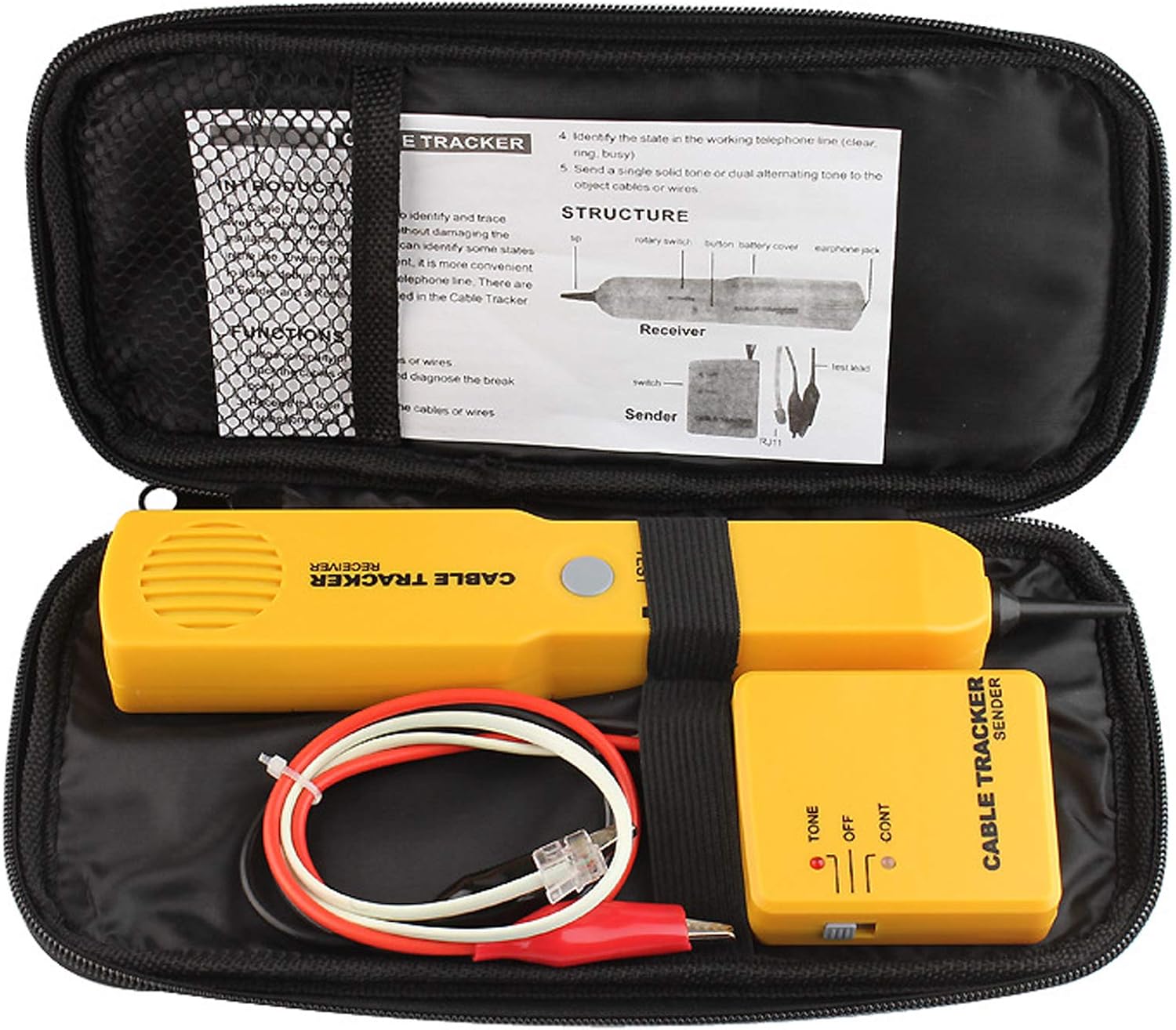 Electrical Wire Tracer Circuit Tester w/Tone Generator & Probe Kit, Cable Signal Locator Tester, Test Circuit Continuity, Network Telephone Line, Automotive Circuit Identify Tools w/Clips & RJ11 Plug - - 