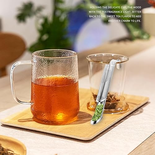 Miniatura 7 de 2 difusores de té de acero inoxidable, coladores de té de acero inoxidable para té suelto con mango de gancho para colgar, difusor de té de mango