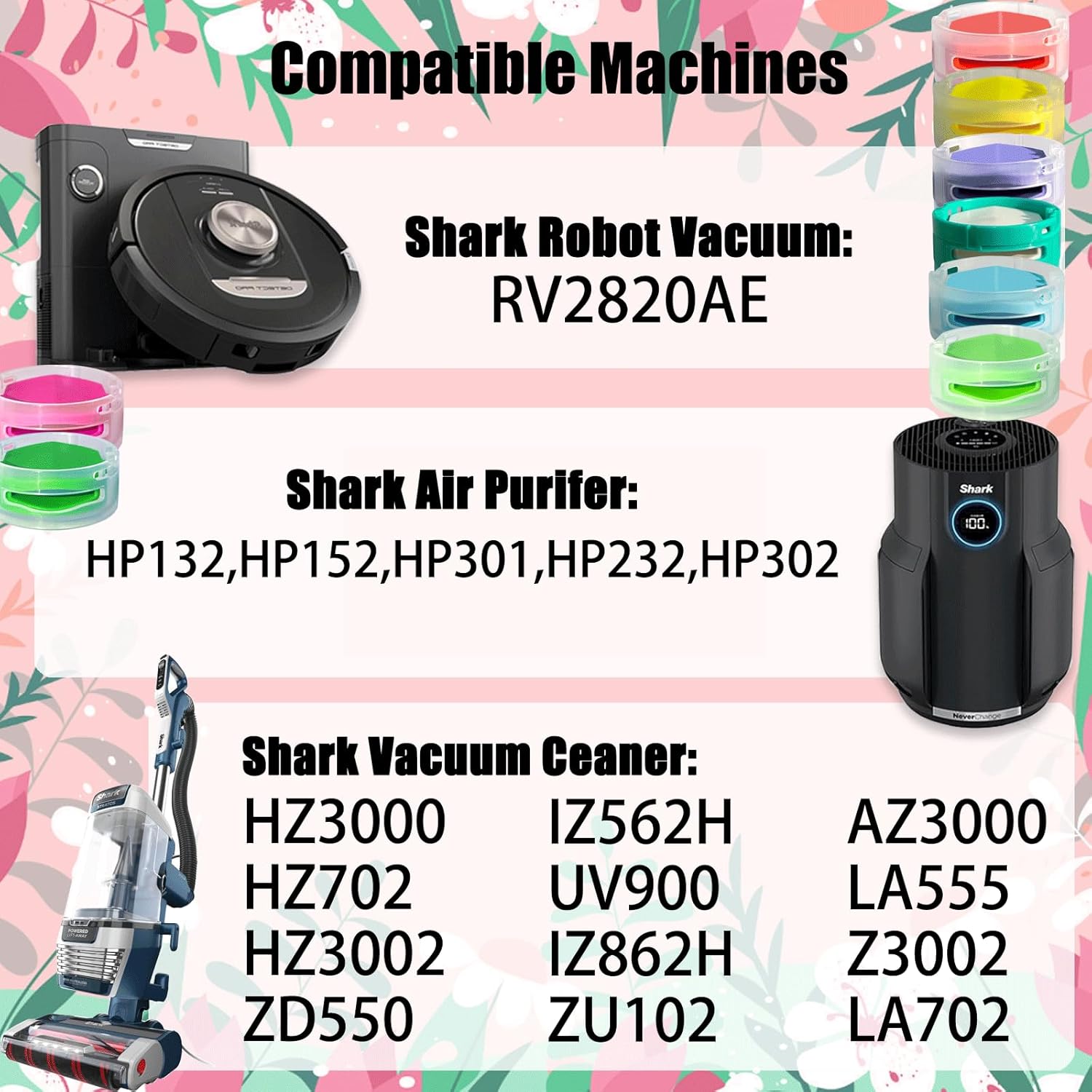 Odor Neutralizer Replacement Cartridges for fit Shark ZU102 LA702 UZ565H AZ3002 AZ4002 AZ3000 HZ3000 HZ3002 IZ862H IZ562H ZD550 Stratos Upright Vacuum,Compared to Part# 1541FC3000