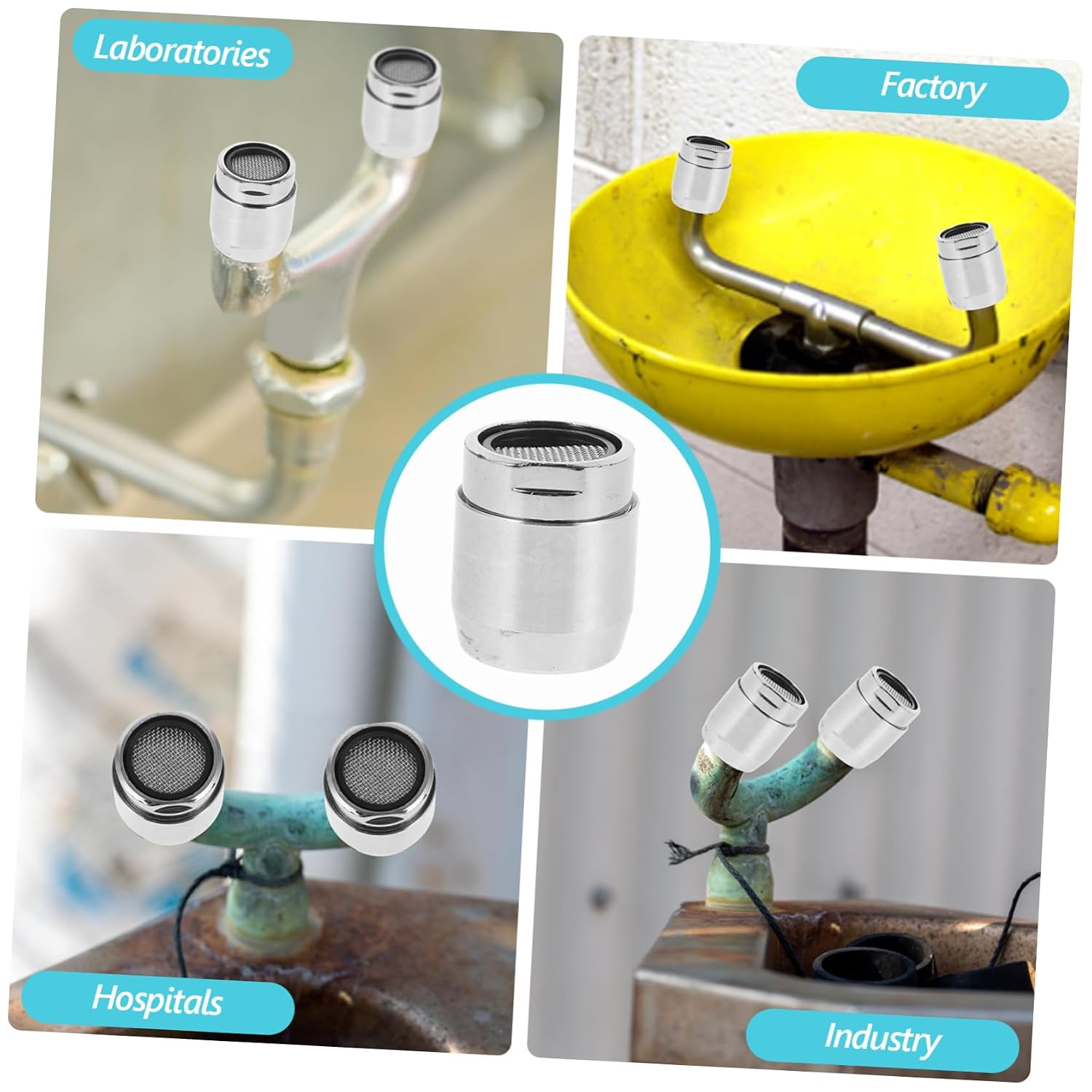 Eye Wash Station Nozzle with Built Filter Stainless Steel Eye Flush Nozzle Easy to Clean for Safety Stations