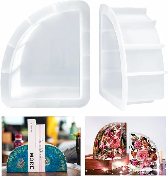 LET'S RESIN Bookends Resin Molds, 1 Pair Geode Book Organize Moulds Silicone Large, Crystal Epoxy Resin Molds for Books, Desktop Organizer, Office Home Decoration, Gift