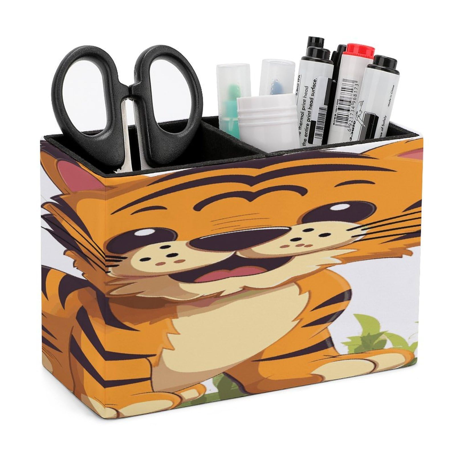 Porte-stylos en cuir tigre à pois pour pinceaux de maquillage et bureau net