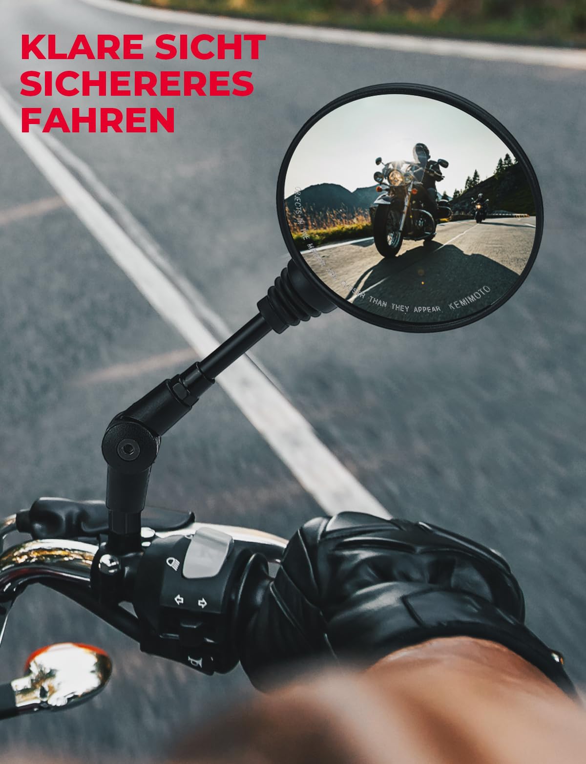 KEMIMOTO Motorfietsspiegel, E-getest, universeel met M8 M10