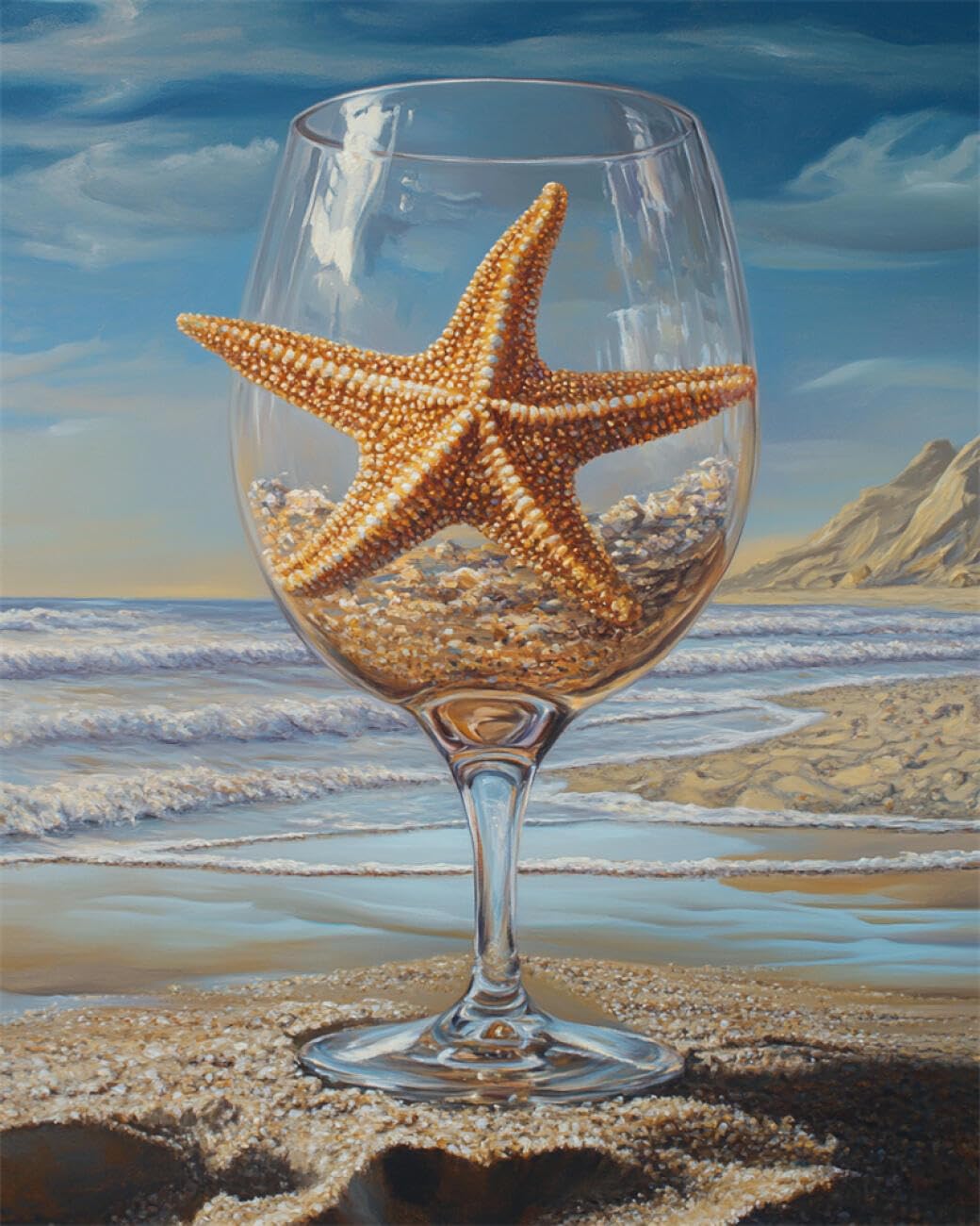 RKFLGEW DIY Bead Embroidery Kit Beach Starfish 30x40cm
