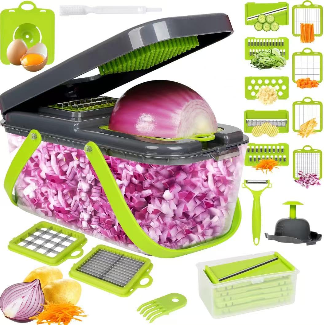 FoiiLiio 20 In 1 Gemüseschneider -Ideal für alle Hausfrauen und Küchenbeistere -Perfect für Obst- und Gemüsesortiment -M