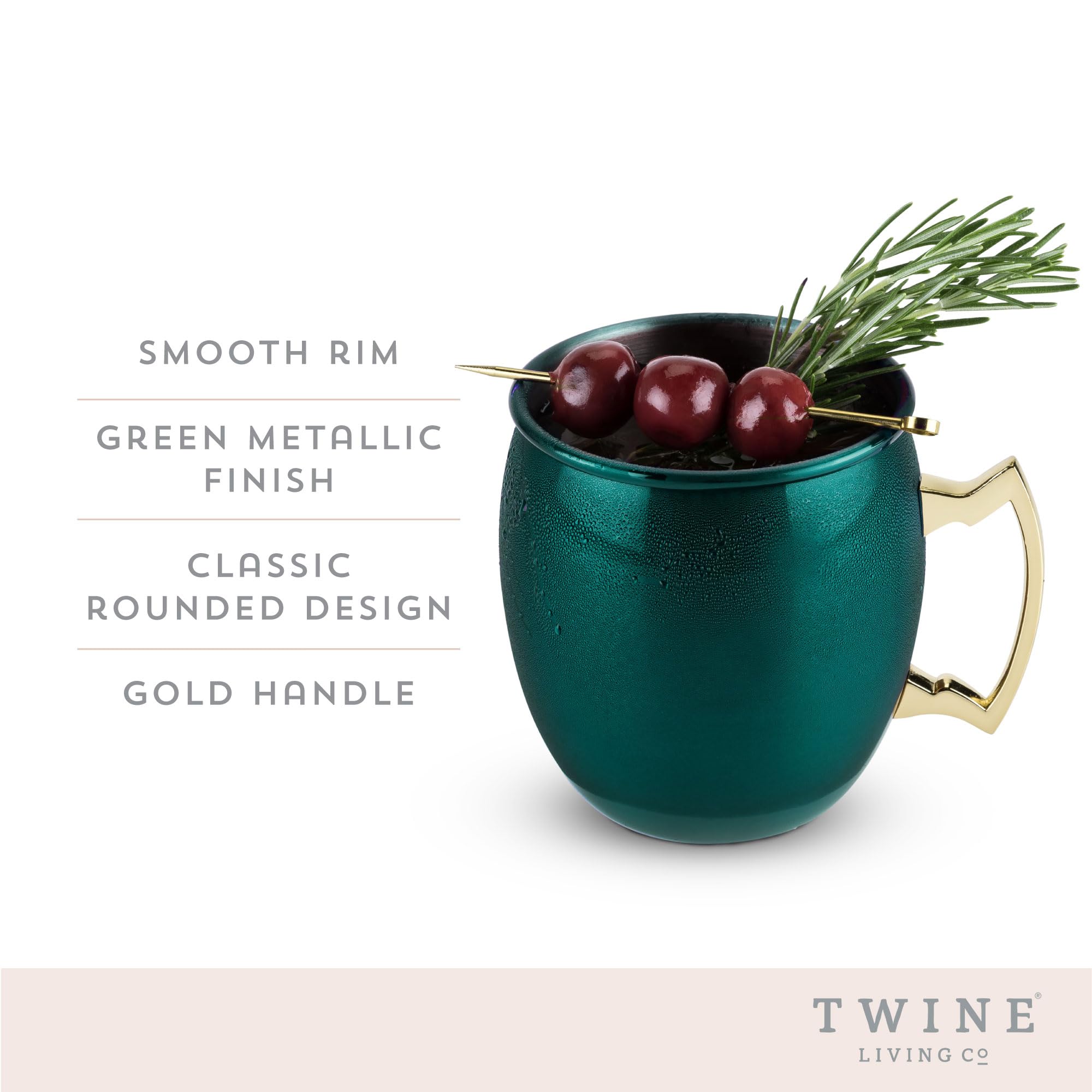 Twine 6124 - Taza de esmeralda de Moscú para vacaciones rústicas, transparente