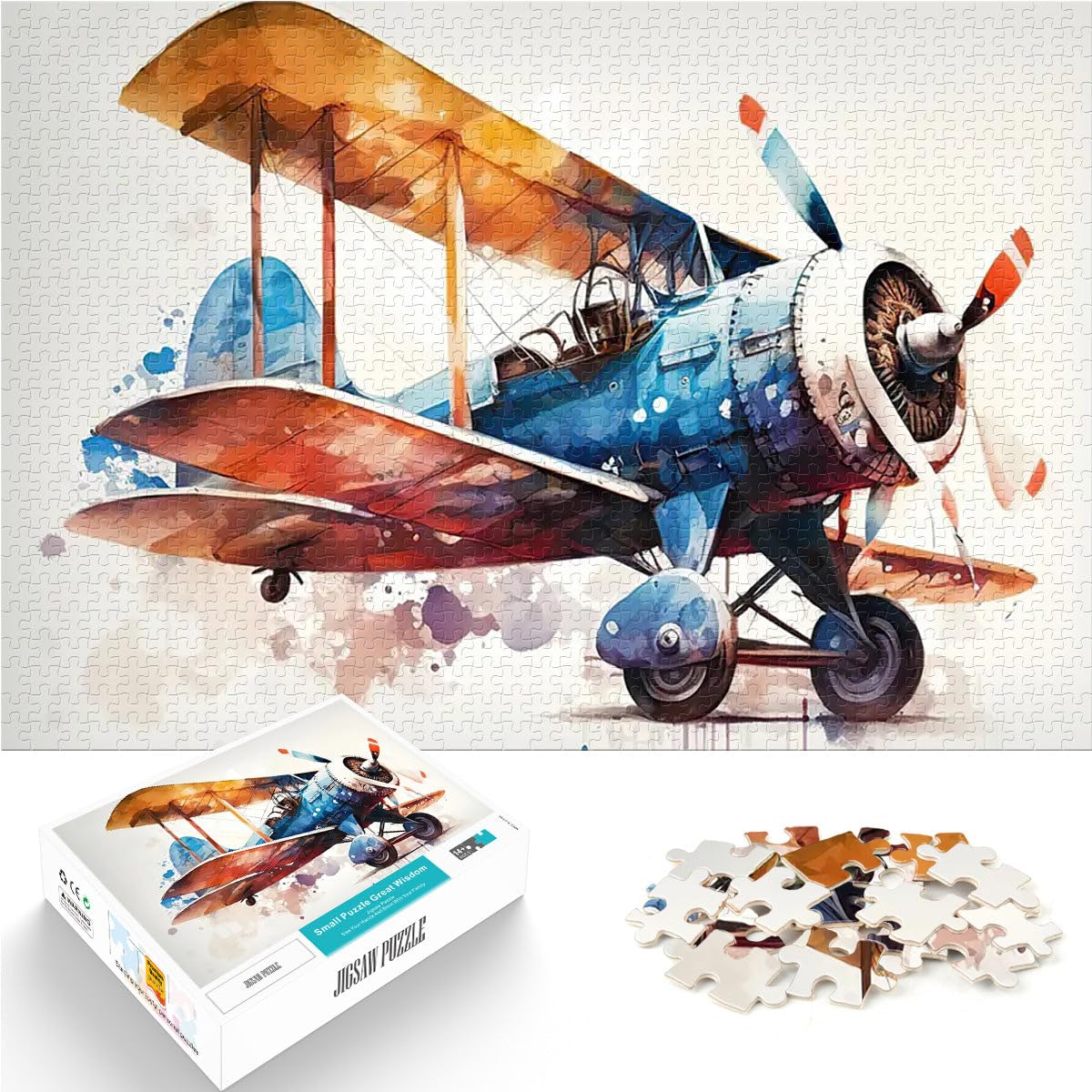 1000 Piece Jigsaw Puzzles for Adults Jigsaw War plane watercolor Denkspiel Wanddekoration Einzigartige Geburtstags- und Weihnachtsgeschenke52x38cm — image 1