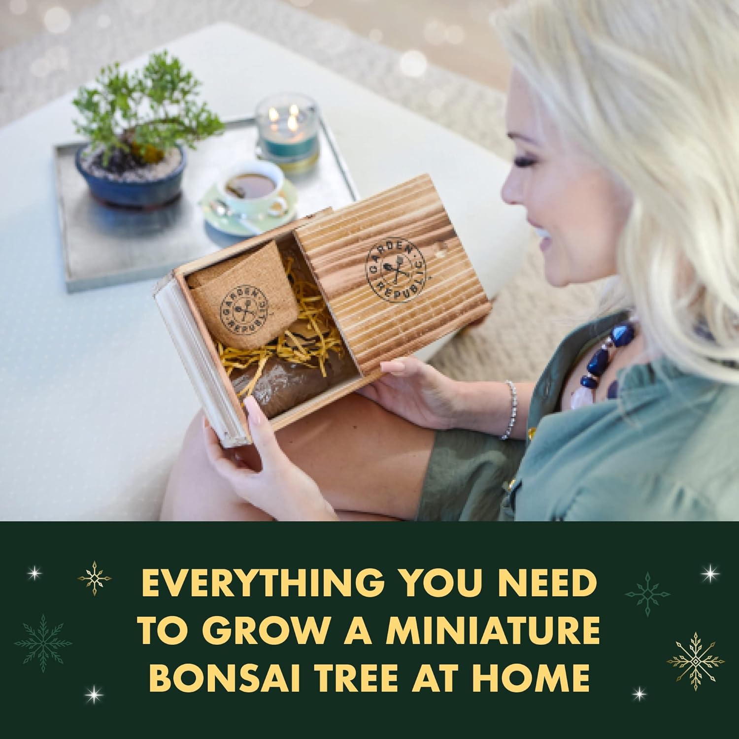 Bonsai Tree Seed Starter Kit - Mini Bonsai Plant Growing Kit, 4 Types of Seeds, Potting Soil, Pots, Pruning Shears Scissor Tool, Plant Markers, Wood Gift Box, Indoor Garden Gardening Gifts Ideas : Patio, Lawn & Garden